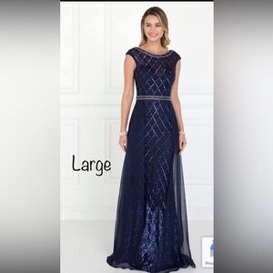 GLS Collective Navy Beaded Prom Dress